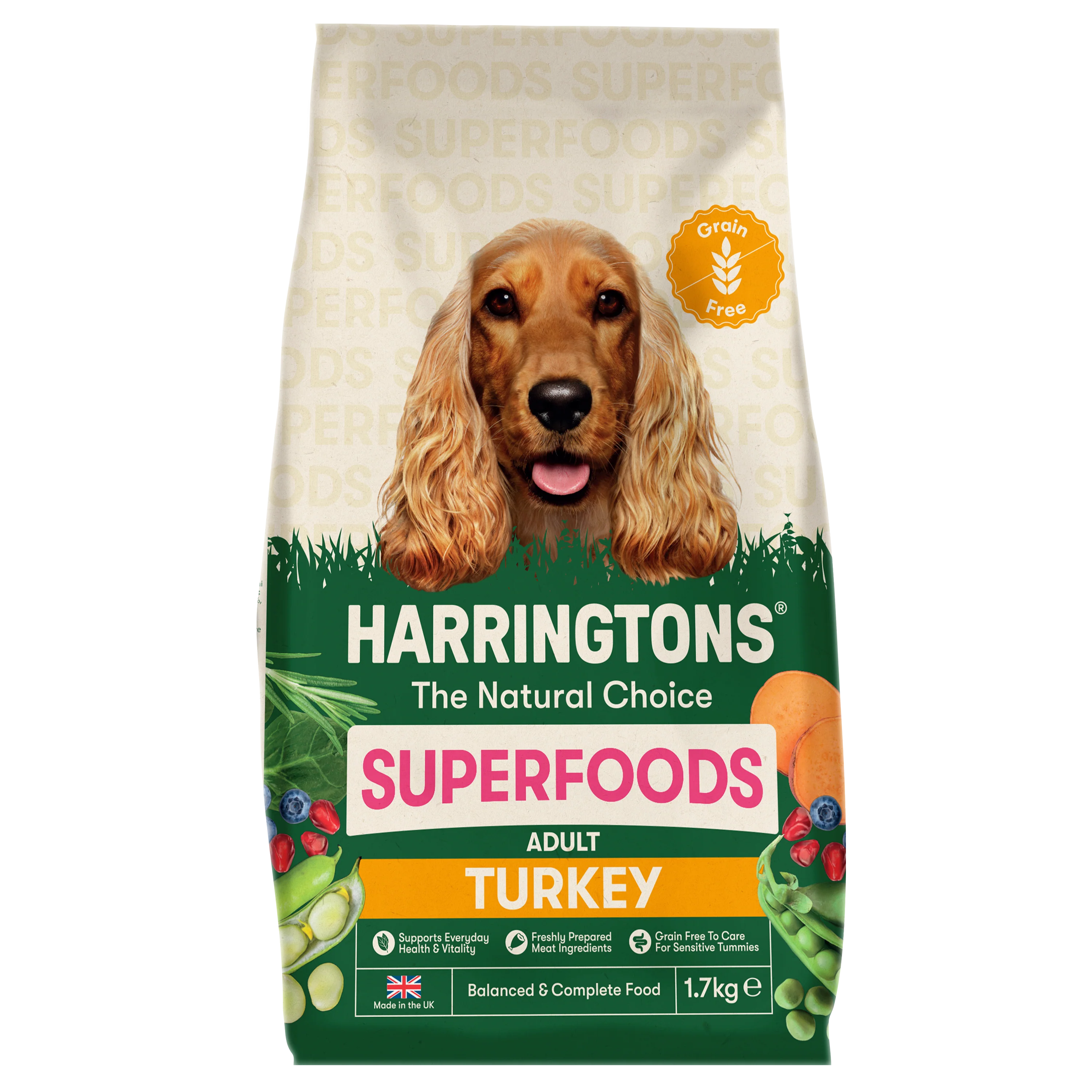 Harringtons Superfoods Grain-Free Dry Adult Dog Food Turkey & Vegetables 1.7kg - Image 2