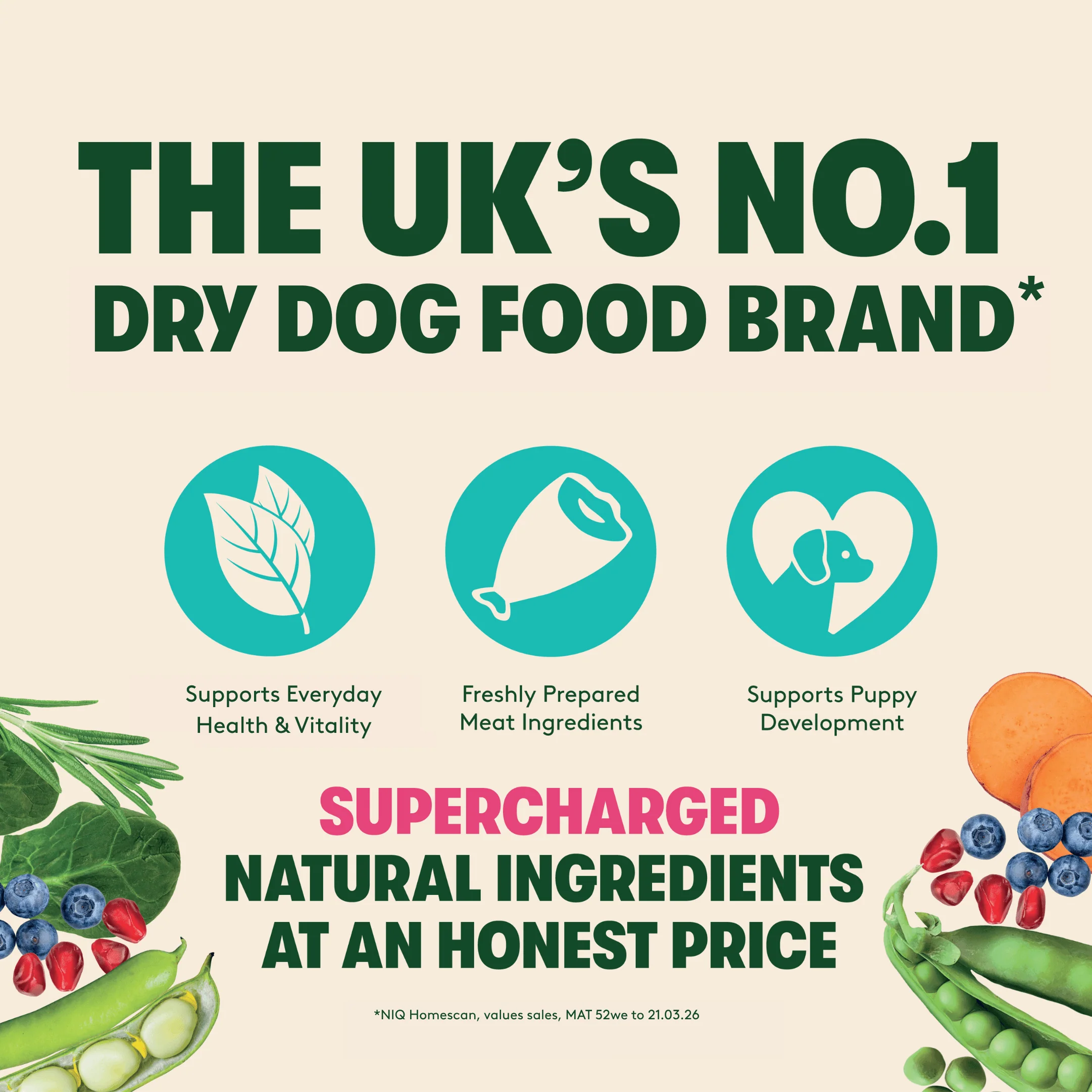 Harringtons Superfoods Grain-Free Dry Puppy Dog Food Chicken & Vegetables 1.7kg - Image 3