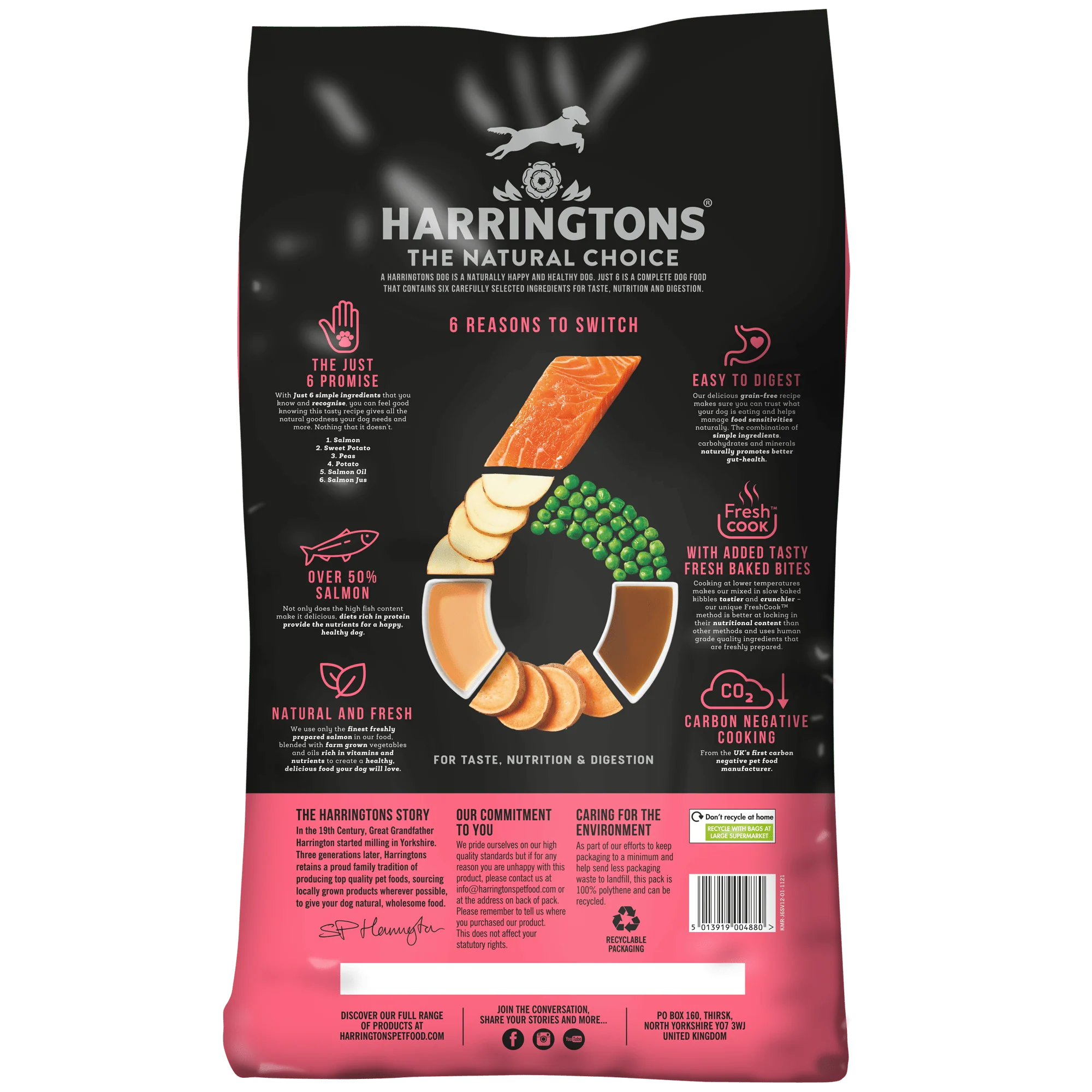 Just 6 Salmon & Vegetables Dry Dog Food 12kg - Image 3
