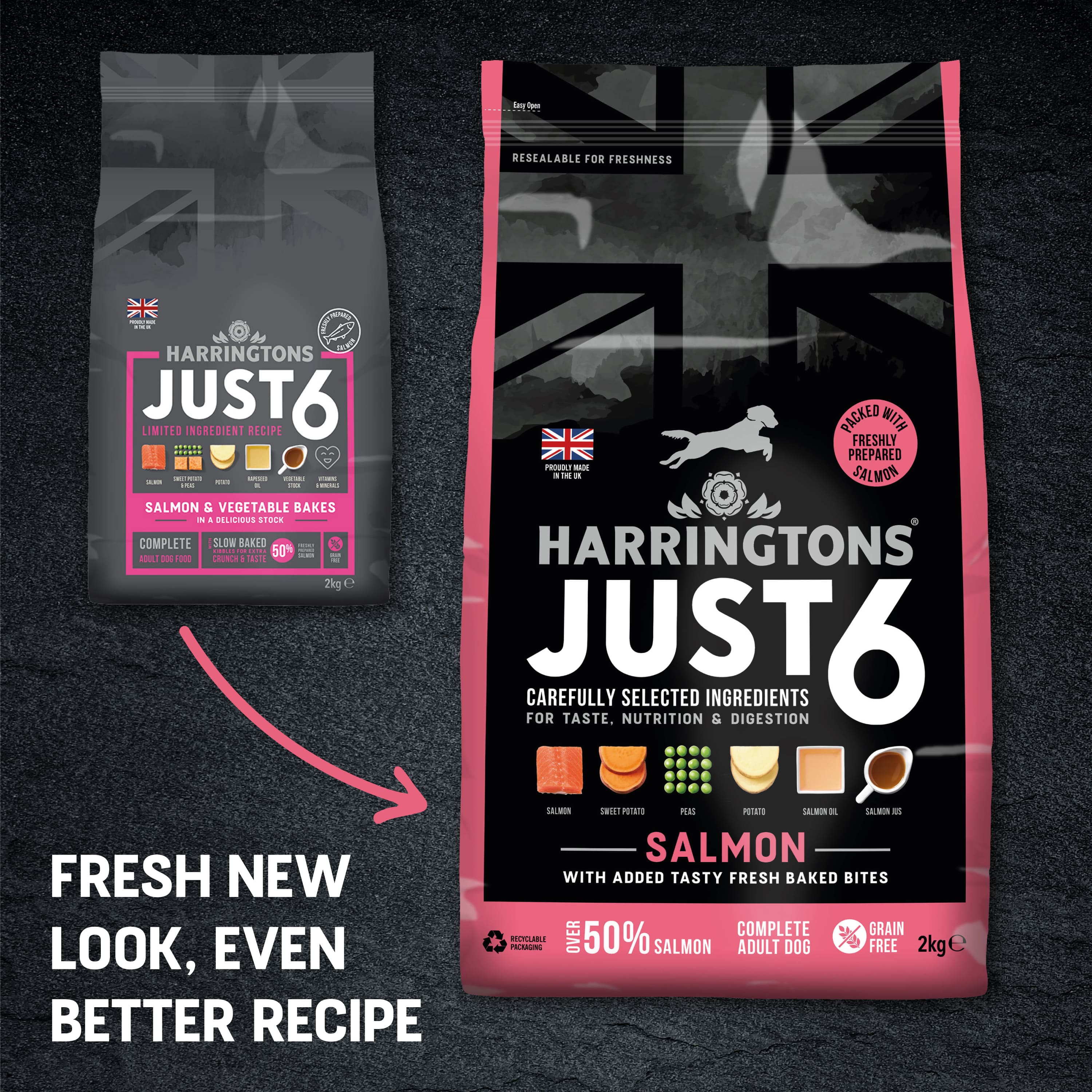 Just 6 Salmon & Vegetables Dry Dog Food 2kg - Image 9