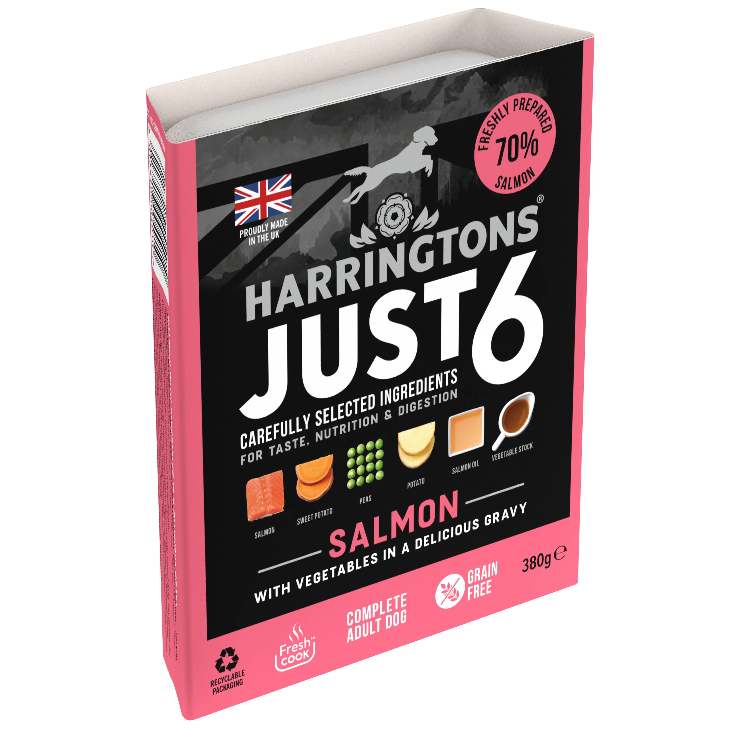 Just 6 Salmon with Vegetables & Gravy Complete Grain-Free Wet Dog Food 8 x 380g - Image 3